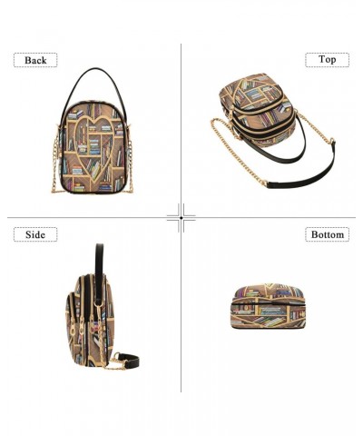 Chain Crossbody Bags for Women Educational Bookshelf Quilted Shoulder Crossbody Handbags Travel Cross Body Cell Phone Purses ...