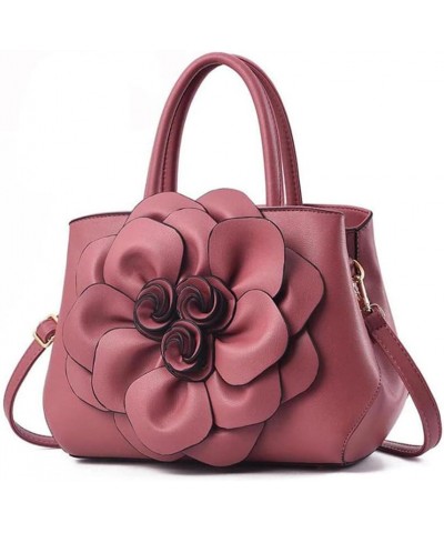 Tote Top-handle Handbags for Women 3D Floral Purse PU Leather Hobo Crossbody Shoulder Bag Satchel-Black Pink $16.86 Totes