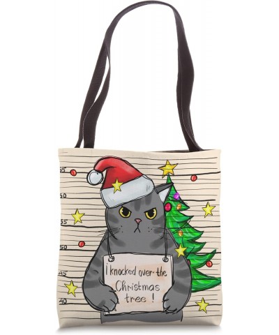 Serial Killer Cat For Crazy Cat Lady Funny Christmas Cat Tote Bag $15.58 Totes