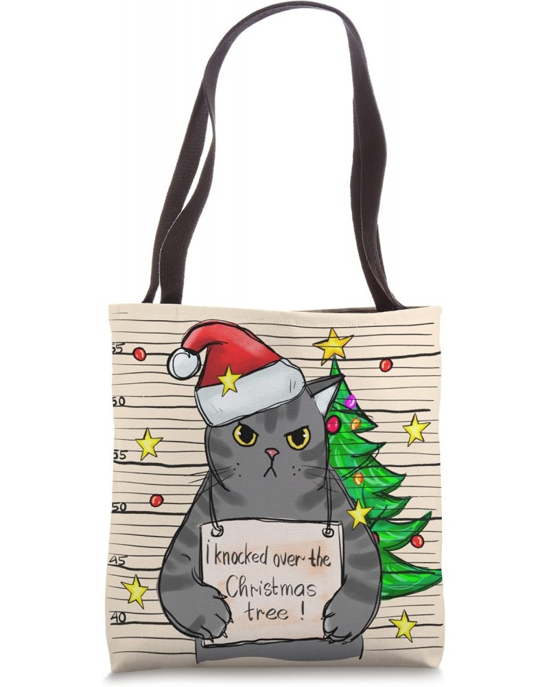 Serial Killer Cat For Crazy Cat Lady Funny Christmas Cat Tote Bag $15.58 Totes