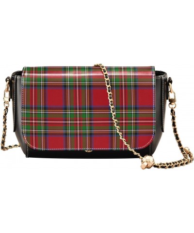 Stewart Tartan Plaid PU Leather Crossbody Handbag for Women Shoulder Purse with Adjustable Metal Chain Waterproof Crossbody P...