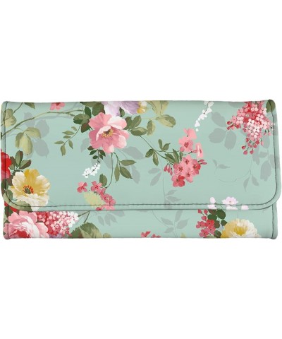 Trifold Womens Wallet Ladies Clutch Purses, Leather Slim Wallets, Rainbow Boho Tie Dye Print Oriental Flower $14.15 Wallets