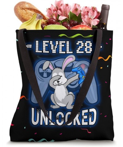 Level 28 Unlocked - Funny Dabbing Rabbit Gamer 28th Birthday Tote Bag $9.78 Totes