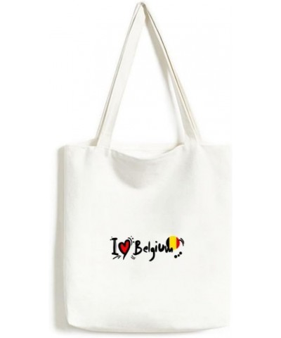 I Love Belgium Word Flag Love Heart Illustration Tote Canvas Bag Shopping Satchel Casual Handbag $18.59 Totes