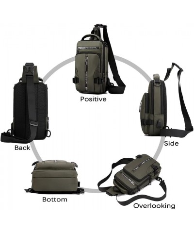 Nylon Messenger Bag with USB Charging Port Waterproof Crossbody Sling Bag Travel Chest Bags Casual Daypack for Man Grey $23.3...