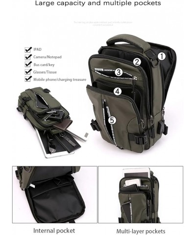 Nylon Messenger Bag with USB Charging Port Waterproof Crossbody Sling Bag Travel Chest Bags Casual Daypack for Man Grey $23.3...