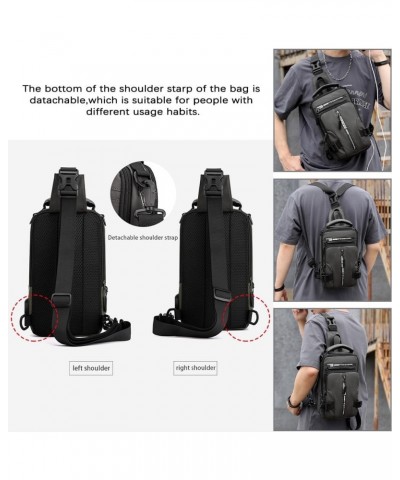 Nylon Messenger Bag with USB Charging Port Waterproof Crossbody Sling Bag Travel Chest Bags Casual Daypack for Man Grey $23.3...