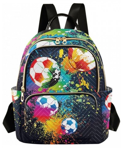 Small Backpack for Women Travel Bag Colorful Footballs Soccer Daypack Purse Fashion Shoulder Bag Rucksack Small B795 $15.33 B...