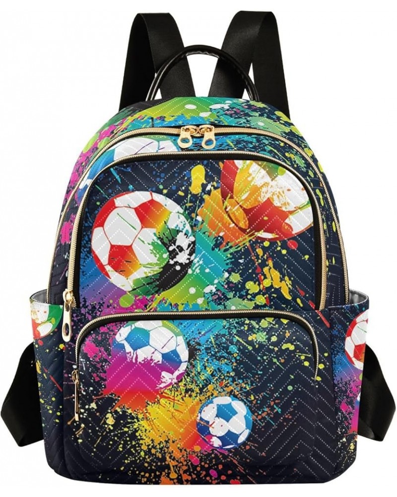 Small Backpack for Women Travel Bag Colorful Footballs Soccer Daypack Purse Fashion Shoulder Bag Rucksack Small B795 $15.33 B...