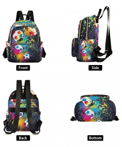 Small Backpack for Women Travel Bag Colorful Footballs Soccer Daypack Purse Fashion Shoulder Bag Rucksack Small B795 $15.33 B...