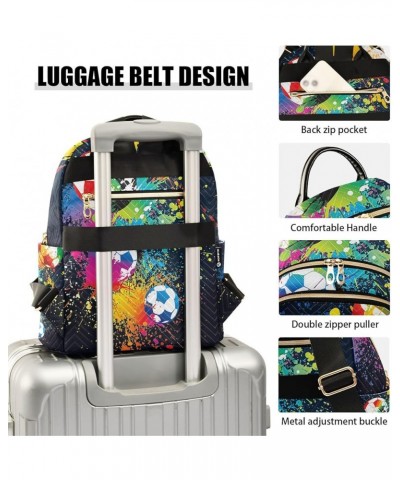 Small Backpack for Women Travel Bag Colorful Footballs Soccer Daypack Purse Fashion Shoulder Bag Rucksack Small B795 $15.33 B...