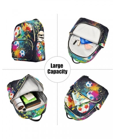 Small Backpack for Women Travel Bag Colorful Footballs Soccer Daypack Purse Fashion Shoulder Bag Rucksack Small B795 $15.33 B...