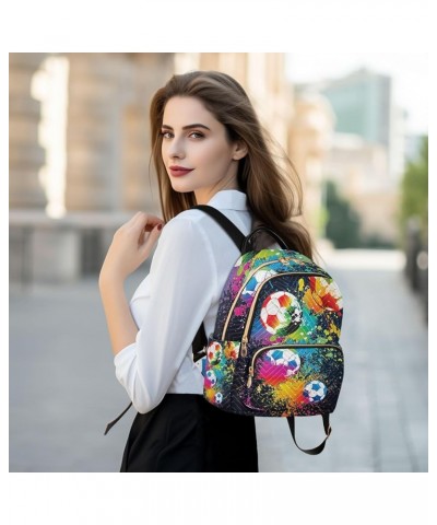 Small Backpack for Women Travel Bag Colorful Footballs Soccer Daypack Purse Fashion Shoulder Bag Rucksack Small B795 $15.33 B...