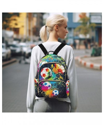 Small Backpack for Women Travel Bag Colorful Footballs Soccer Daypack Purse Fashion Shoulder Bag Rucksack Small B795 $15.33 B...