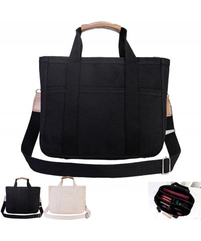 Moonelo Everything Tote Bag, Everything Tote Bag with Compartments, Canvas Tote Bag With Pockets Black $17.39 Totes