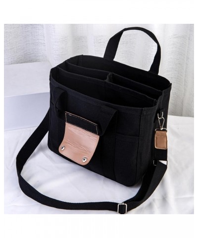 Moonelo Everything Tote Bag, Everything Tote Bag with Compartments, Canvas Tote Bag With Pockets Black $17.39 Totes