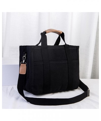 Moonelo Everything Tote Bag, Everything Tote Bag with Compartments, Canvas Tote Bag With Pockets Black $17.39 Totes