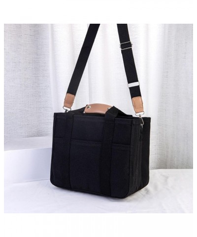 Moonelo Everything Tote Bag, Everything Tote Bag with Compartments, Canvas Tote Bag With Pockets Black $17.39 Totes