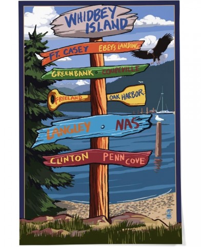 24x36 Inch Giclee Art Print Wall Decor, Whidbey Island, Washington, Destination Signpost $25.99 Totes