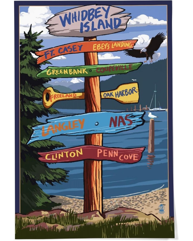 24x36 Inch Giclee Art Print Wall Decor, Whidbey Island, Washington, Destination Signpost $25.99 Totes