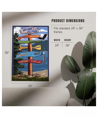 24x36 Inch Giclee Art Print Wall Decor, Whidbey Island, Washington, Destination Signpost $25.99 Totes