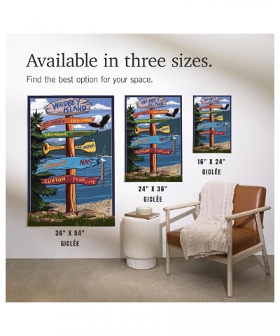 24x36 Inch Giclee Art Print Wall Decor, Whidbey Island, Washington, Destination Signpost $25.99 Totes