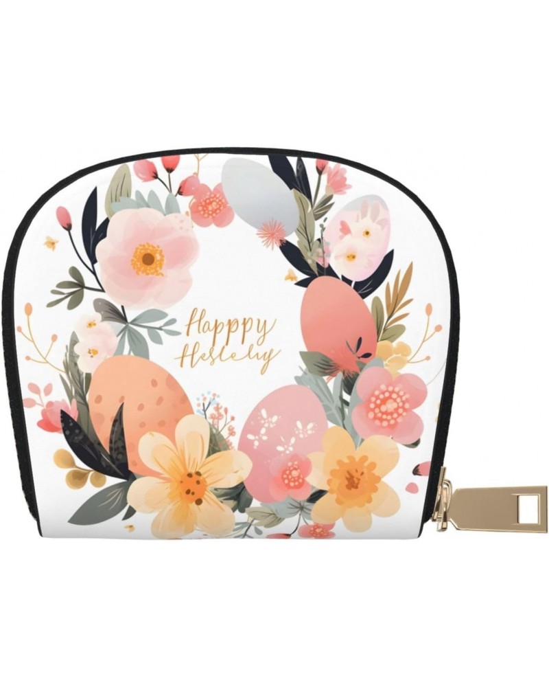 Small Wallets Woman Credit Card Holder For Women Coin Purse Leather Card Wallet (Easter Wreath) $13.33 Wallets