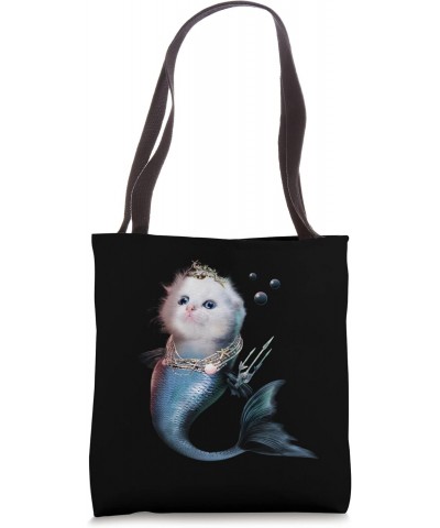 Cute Cat Mermaid, Mercat Merkitty Merkitten, Funny Kitten Tote Bag $10.27 Totes