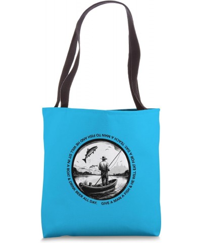 Funny Dad Joke Fisherman Give A Man A Fish Fishing pole boat Tote Bag $14.00 Totes