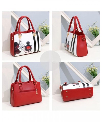 Women Top Handle Shoulder Handbag Fashion Print Satchel Crossbody Bag Black $21.31 Satchels