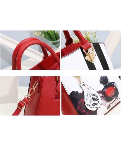 Women Top Handle Shoulder Handbag Fashion Print Satchel Crossbody Bag Black $21.31 Satchels