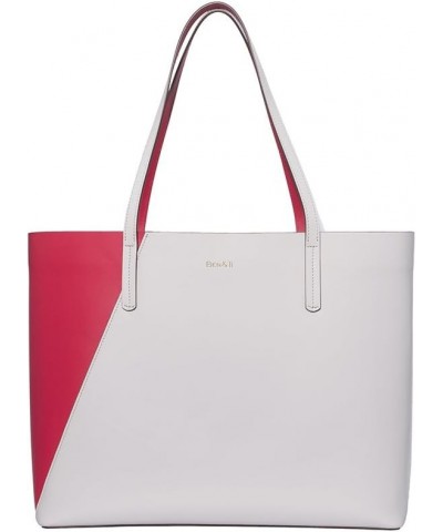 Women's 100% Leather Tote Bag withe removable Zipped Pouch Red/White $56.61 Totes