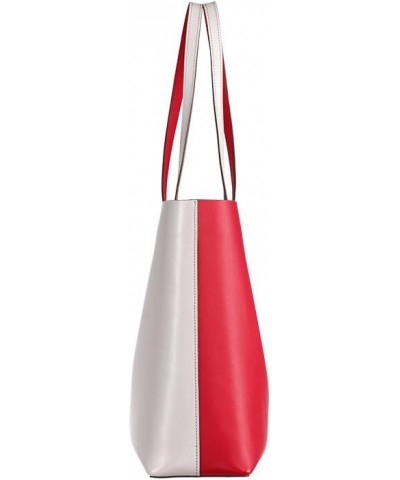 Women's 100% Leather Tote Bag withe removable Zipped Pouch Red/White $56.61 Totes