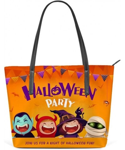 Tote Handbag Women PU Leather Fashion Zipper Shoulder Bag Large Capacity Halloween Party $17.22 Totes