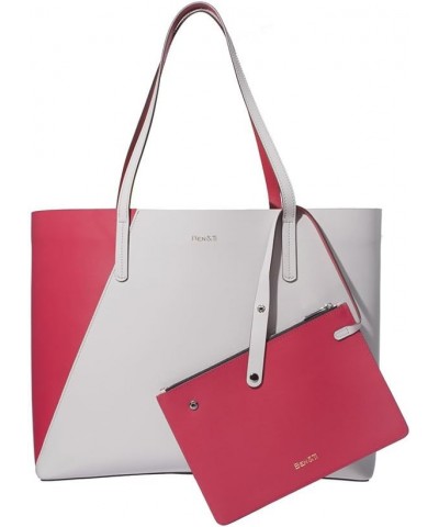 Women's 100% Leather Tote Bag withe removable Zipped Pouch Red/White $56.61 Totes