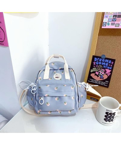 2024 Kawaii Floral Mini Backpack Y2k Aesthetic Cute Lightweight Bag (Blue) Blue $12.63 Backpacks