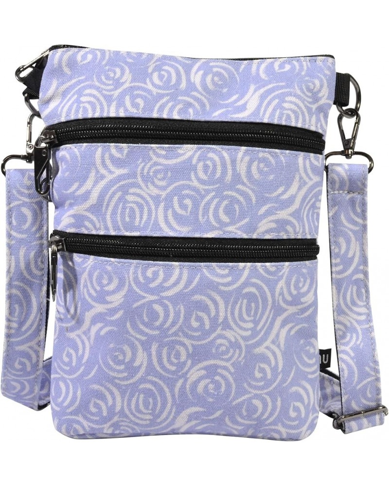 Anti-theft 3 Zipper Crossbody Detachable Strap Credit Card Holder Lilac Swirl $22.60 Crossbody Bags