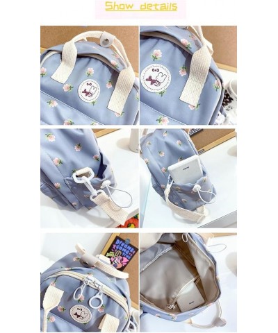 2024 Kawaii Floral Mini Backpack Y2k Aesthetic Cute Lightweight Bag (Blue) Blue $12.63 Backpacks