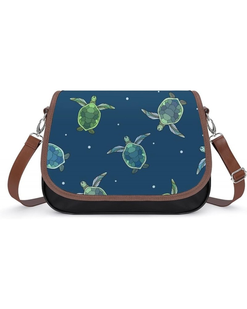 Aquarium Scene with Axolotl & Sea Weed Women Leather Expandable Travel Crossbody Adjustable Strap Style-2 $19.35 Crossbody Bags