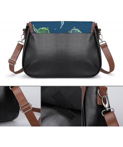 Aquarium Scene with Axolotl & Sea Weed Women Leather Expandable Travel Crossbody Adjustable Strap Style-2 $19.35 Crossbody Bags