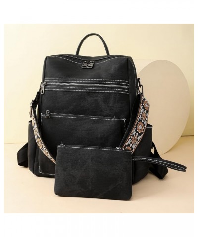 Women's Fashion Backpack Purse Multipurpose Large Capacity Travel Handbags Convertible Bag Grey Black $16.23 Backpacks