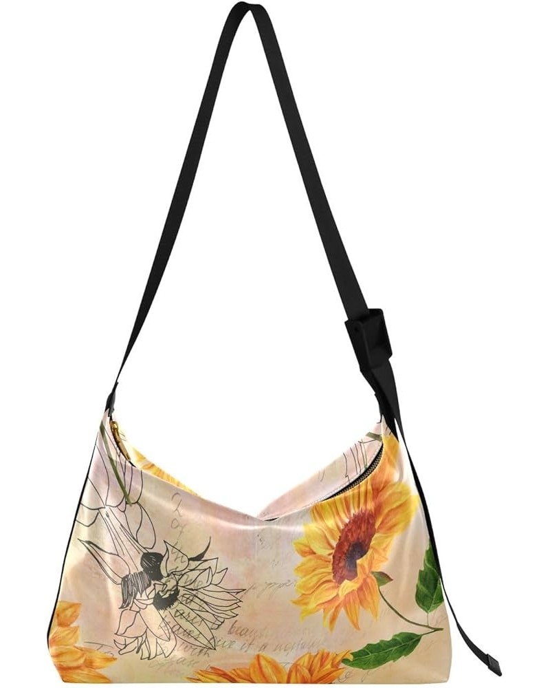 Womens Shoulder Tote Bag Rich Green Fruit Garden Tree Sling Crossbody Bags Unisex Waterproof Sling Purse Sunflower Retro Styl...