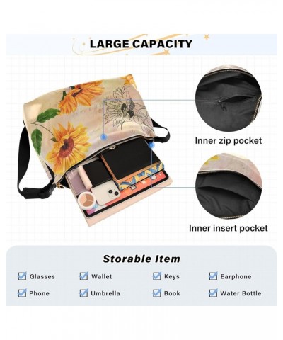 Womens Shoulder Tote Bag Rich Green Fruit Garden Tree Sling Crossbody Bags Unisex Waterproof Sling Purse Sunflower Retro Styl...