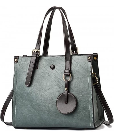 Top Handle Handbag for Women Soft Faux Leather Shoulder Bag Large Capacity Crossbody Bag Retro Satchel Green $22.67 Totes