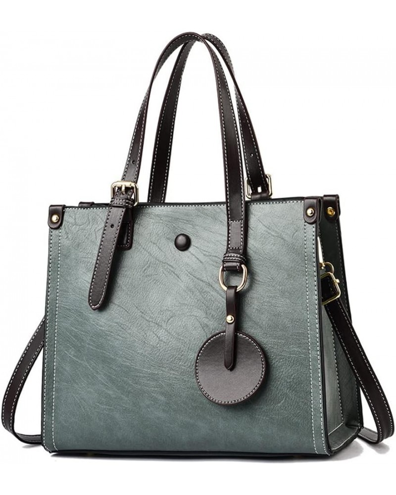 Top Handle Handbag for Women Soft Faux Leather Shoulder Bag Large Capacity Crossbody Bag Retro Satchel Green $22.67 Totes