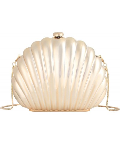 Seashell Shape Purse Sequins Leather Crossbody Shoulder Bag Mini Chain Purse Gold $20.99 Evening Bags