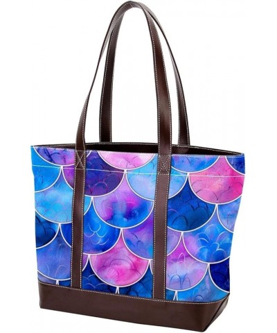 Tote Bag for Women, Large Tote Bag, Women's Tote Handbags, Purple Blue Scale Pattern, Womens Tote Bags for Work Design 1419 $...