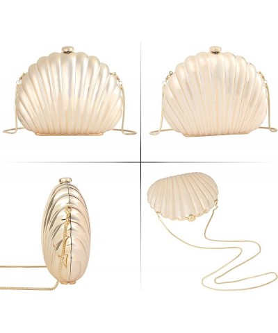 Seashell Shape Purse Sequins Leather Crossbody Shoulder Bag Mini Chain Purse Gold $20.99 Evening Bags