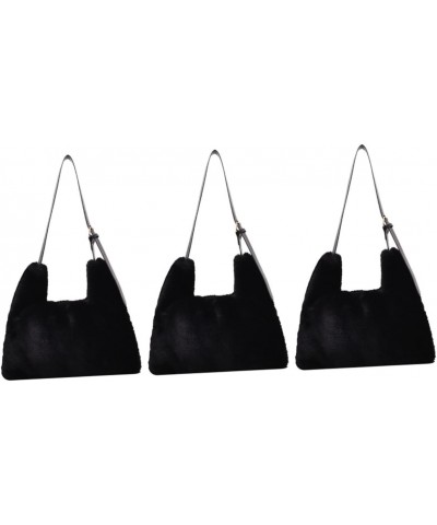 3 Pcs Messenger Bag Black Crossbody Fluffy Tote Bag Shopping Tote Bag Black Cross Body Bag Satchel Bags for Women Puffy Bags ...