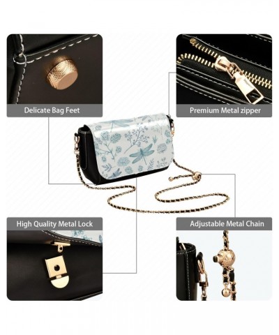 Dragonfly Mini Crossbody Bags Women Fall Black Handbag with Adjustable Strap Side Bag $16.80 Crossbody Bags